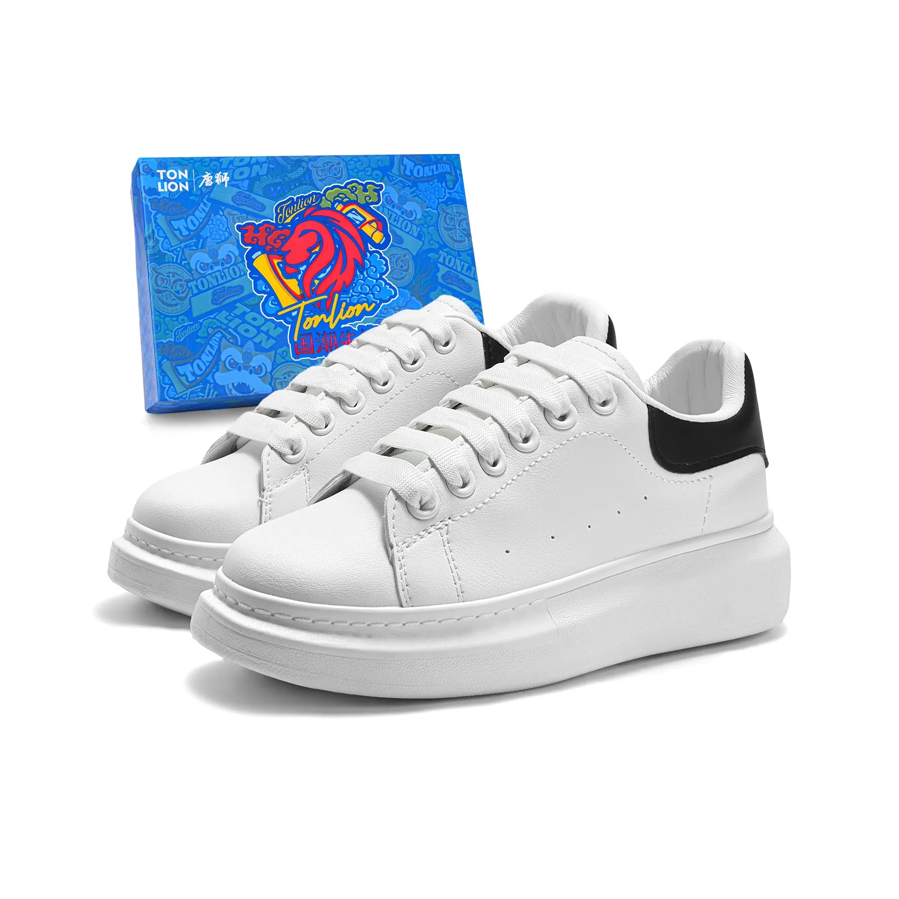 Tonlion Skateboard Shoes Unisex Low Top White Black/All White/Black