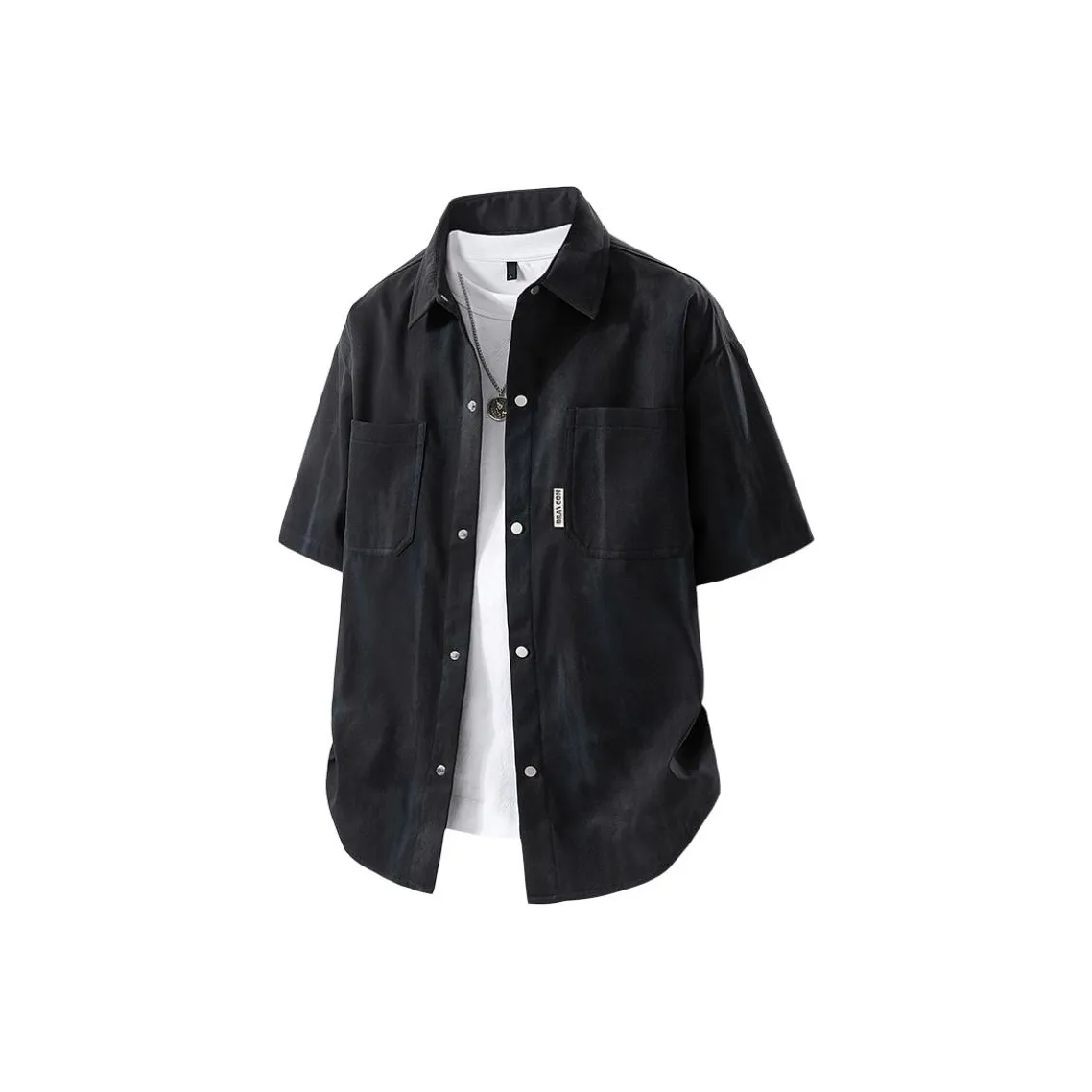 PEIMENG Tie Dye Обсидиан Черный Мужские Рубашки