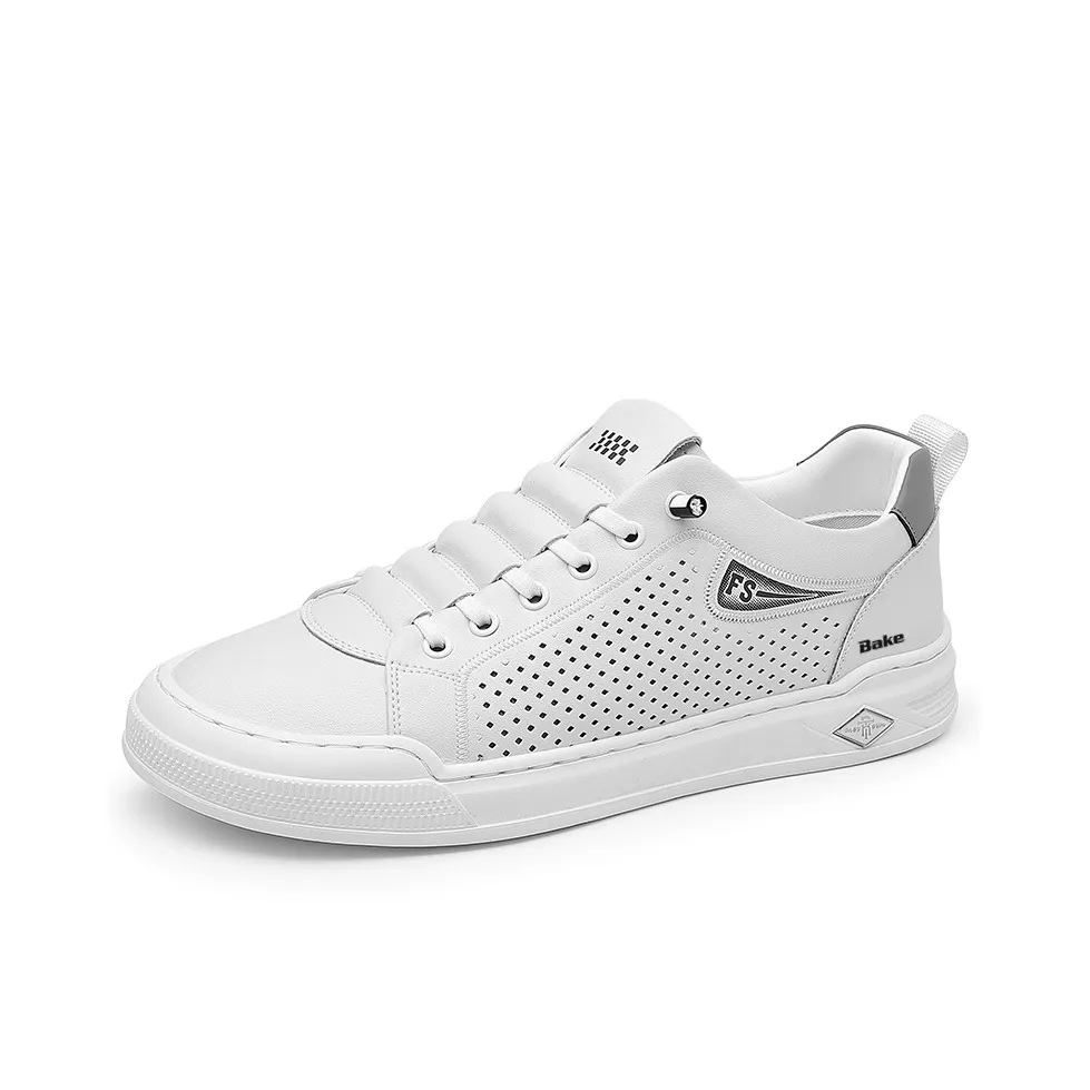 Bake Slip-resistant Abrasion-resistant Lightweight Low-Top Skateboarding Shoes Men's White Бейсик Слип-резистентный Устойчивый к истиранию Легкий Низкий Топ Скейтбординг Кроссовки Мужские Белые