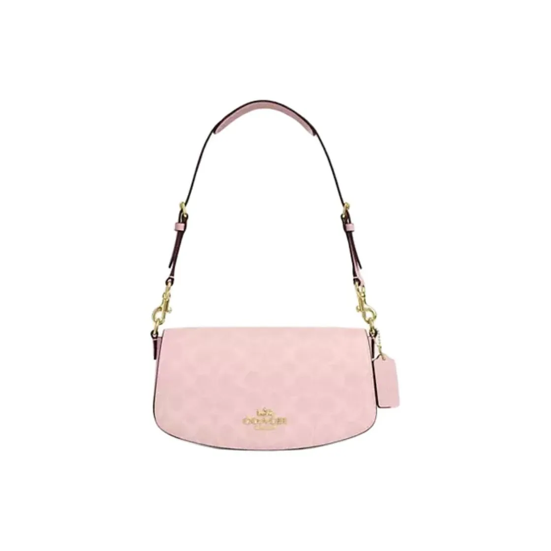 COACH Andrea Canvas Shoulder Bag Medium Size Women's Pink