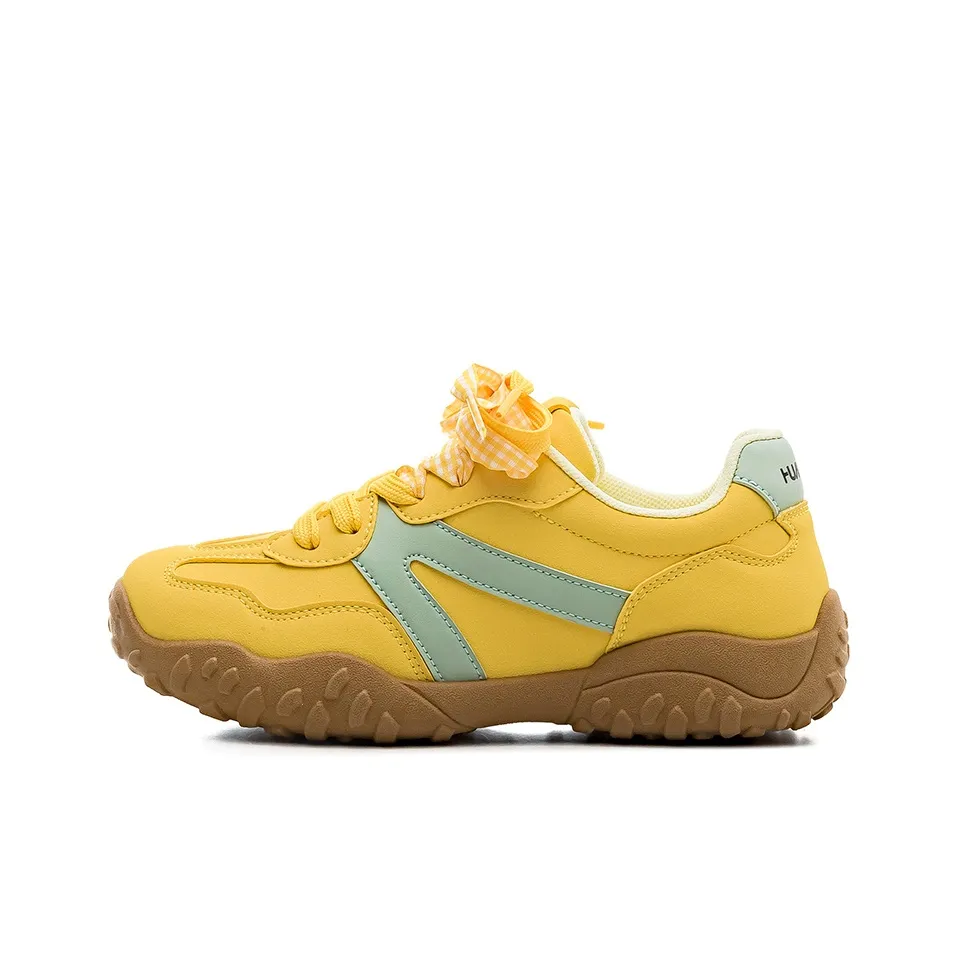 HUANQIU Slip-resistant Abrasion-resistant Lightweight Low-Top Skateboarding Shoes Women's Lemon HUANQIU Противоскользящие Износостойкие Легкие Низкие Кроссовки для скейтбординга Женские Лимон