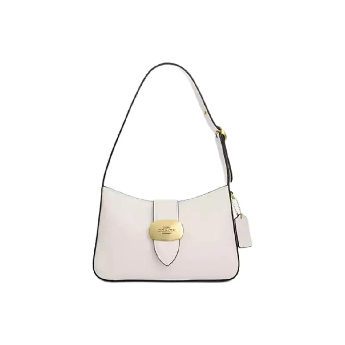 COACH Eliza Calfskin Shoulder Bag Medium Size Women's White