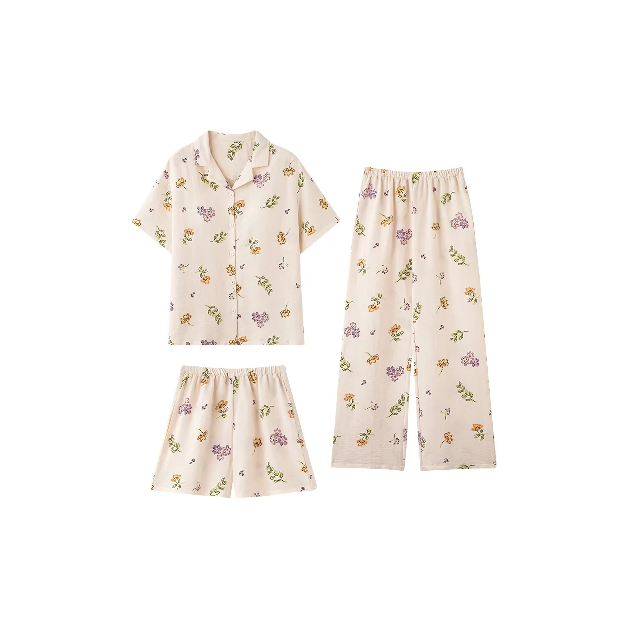 QIAOJIAREN Абрикос Женские Пижамные Комплекты