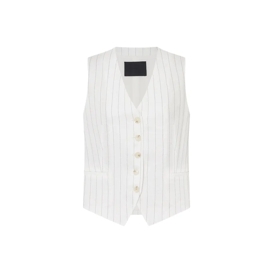 MO&CO Vests Women's White Black Stripes