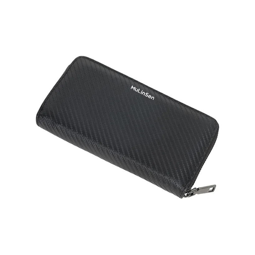 Mulinsen ПУ (полиуретан) Кошелек Стандартный Мужской Углеродное волокно с узором Плетение "Полотня" Крестообразная текстура