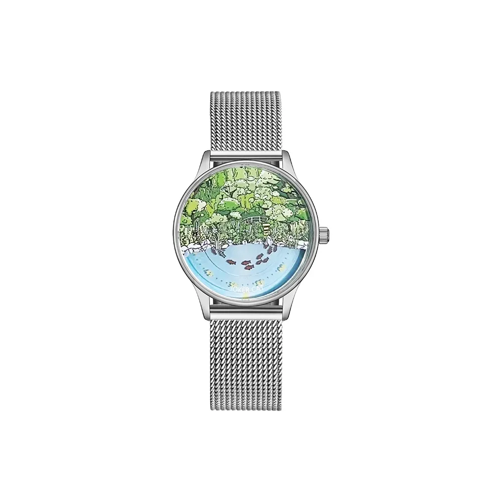 JOKER CAT Кварцевый механизм ремешок из нержавеющей стали унисекс зеленый циферблат