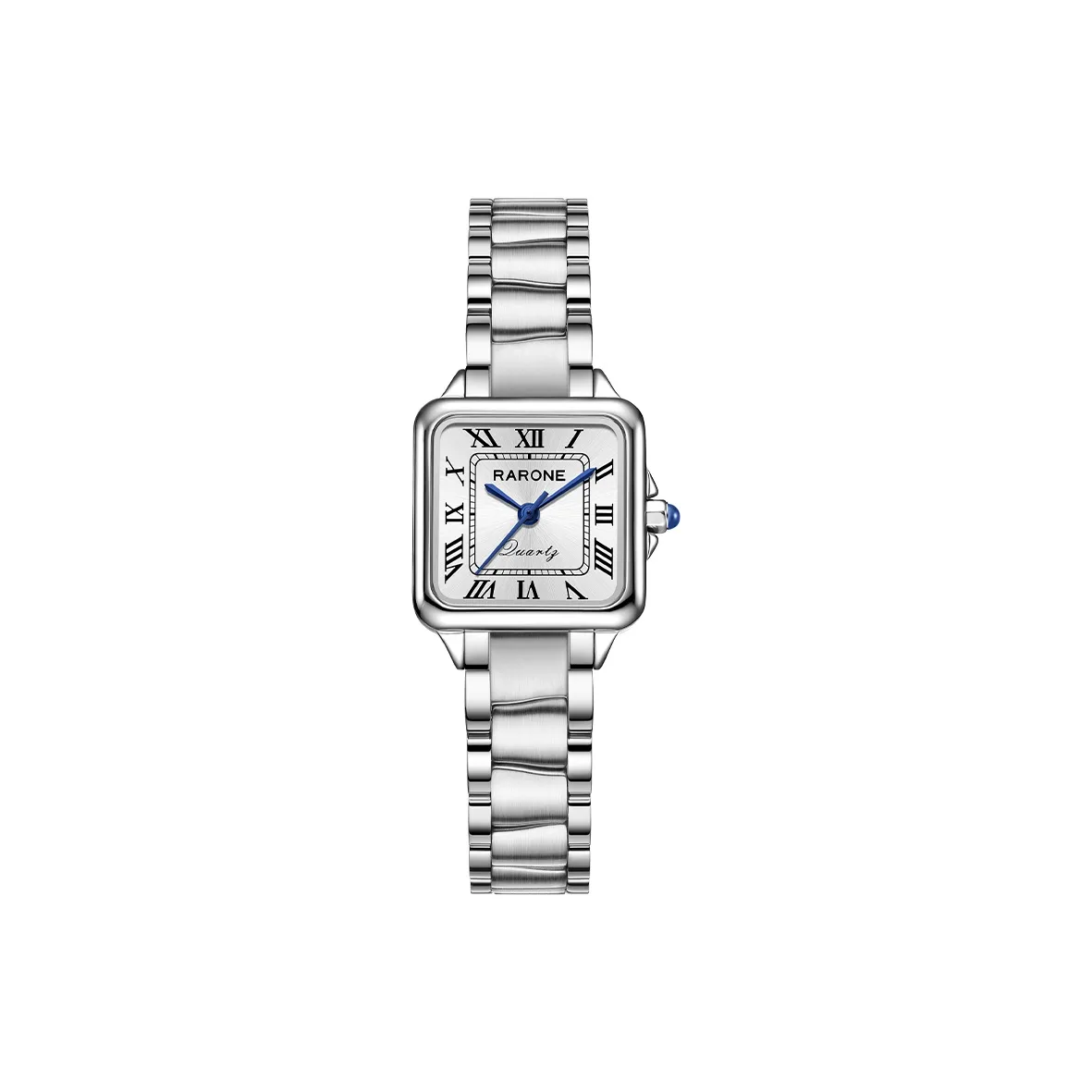 RARONE Holiday Vintage Small Square Watch Кварцевый механизм Ремешок из нержавеющей стали Часы для женщин Белый циферблат