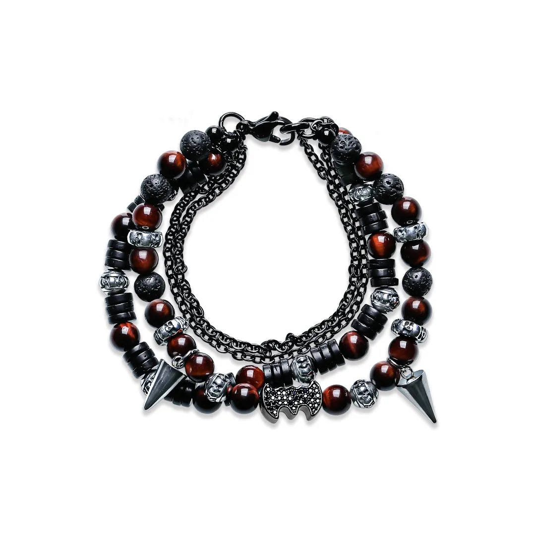 Cuud Красный Тигр'S Eye Браслеты Мужской