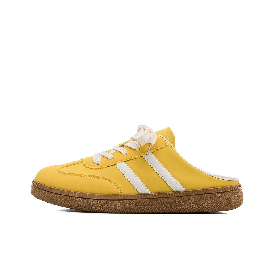 HUANQIU Резиновая подошва пэчворк из кожи тихий устойчивый к абразиву противоскользящий домашние тапочки женские желтый