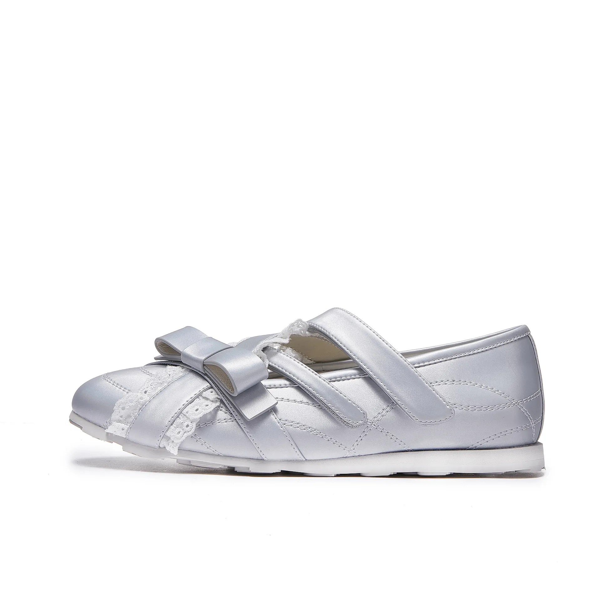 LeStream Плоская подошва Туфли Мэри Джейн Женские Серебряные