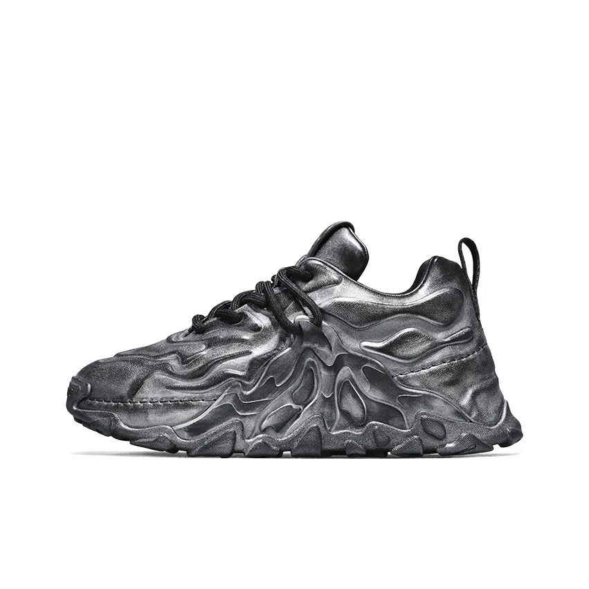 SALAXI Low Top Chunky Sneakers Men's Polished Black