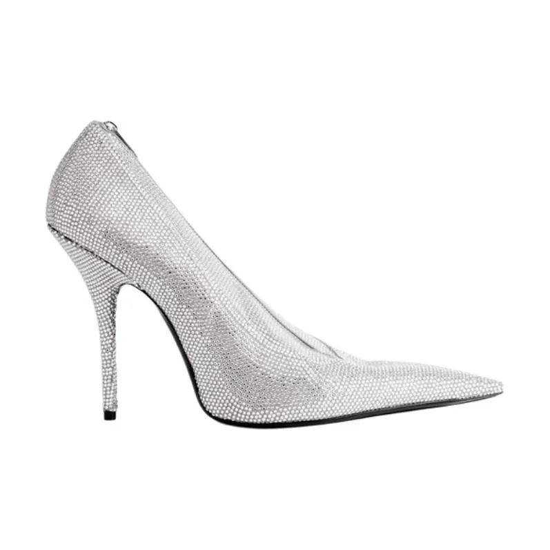 Balenciaga Knife Goatskin Clutch Regular Women's Silver