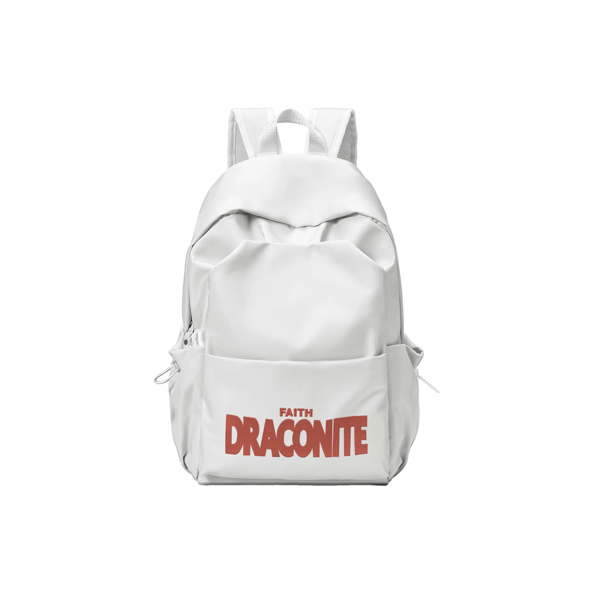 DRACONITE Polyester Embroidery Logo Backpack 15.16 Laptop Bag Unisex White