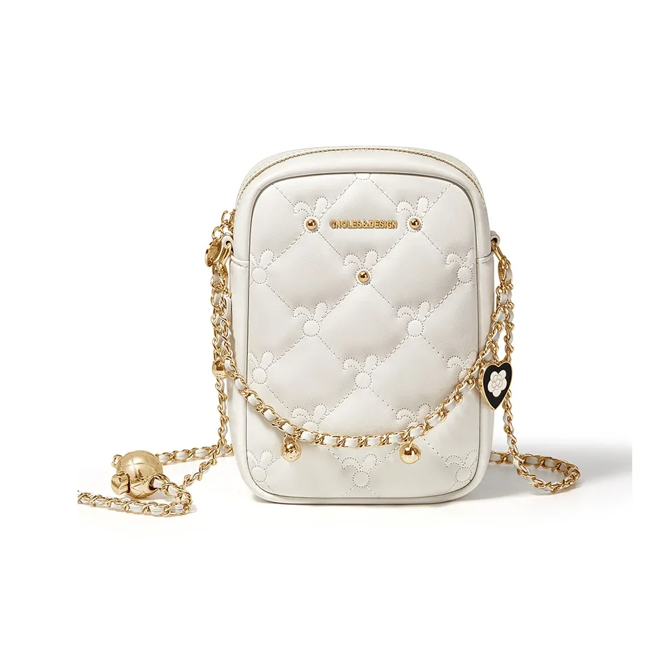 CNOLES Коровья кожа Сумка через плечо Стандартная Женская Кремово-белая