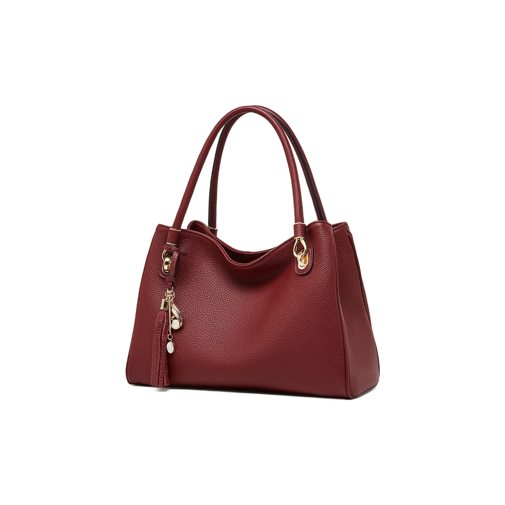 PIERRE CARDIN Коровья кожа Одно плечо Сумка Тоут Женская Бордовый Черный