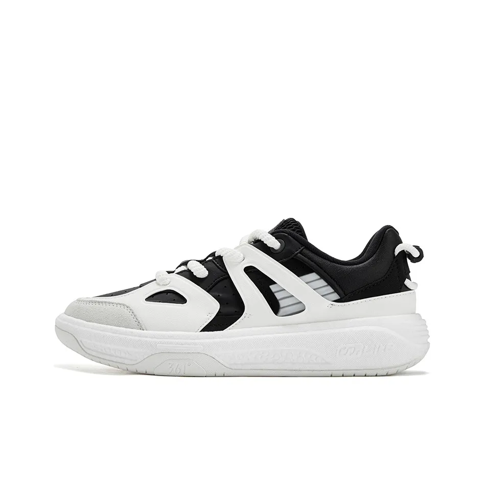 361° Rowing Boat Anti Slip Wear Resistant Low Top Skateboard Shoes Men's Black White