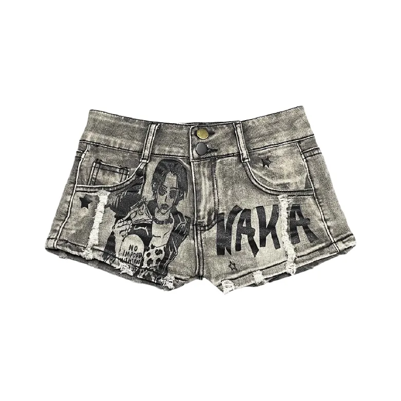 YEARNED Женские джинсовые шорты черно-серого цвета