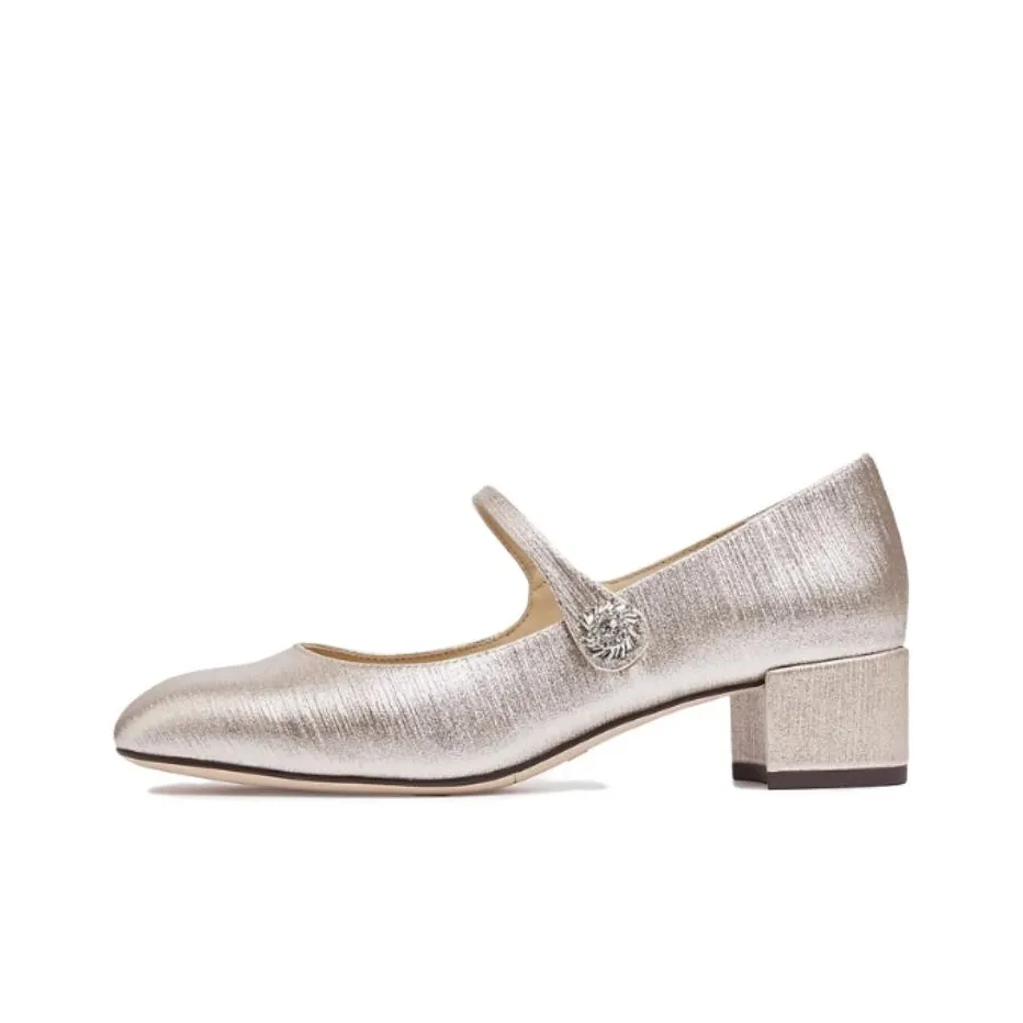 Staccato Грубый каблук Туфли Мэри Джейн 4CM Женские Шампанское золото