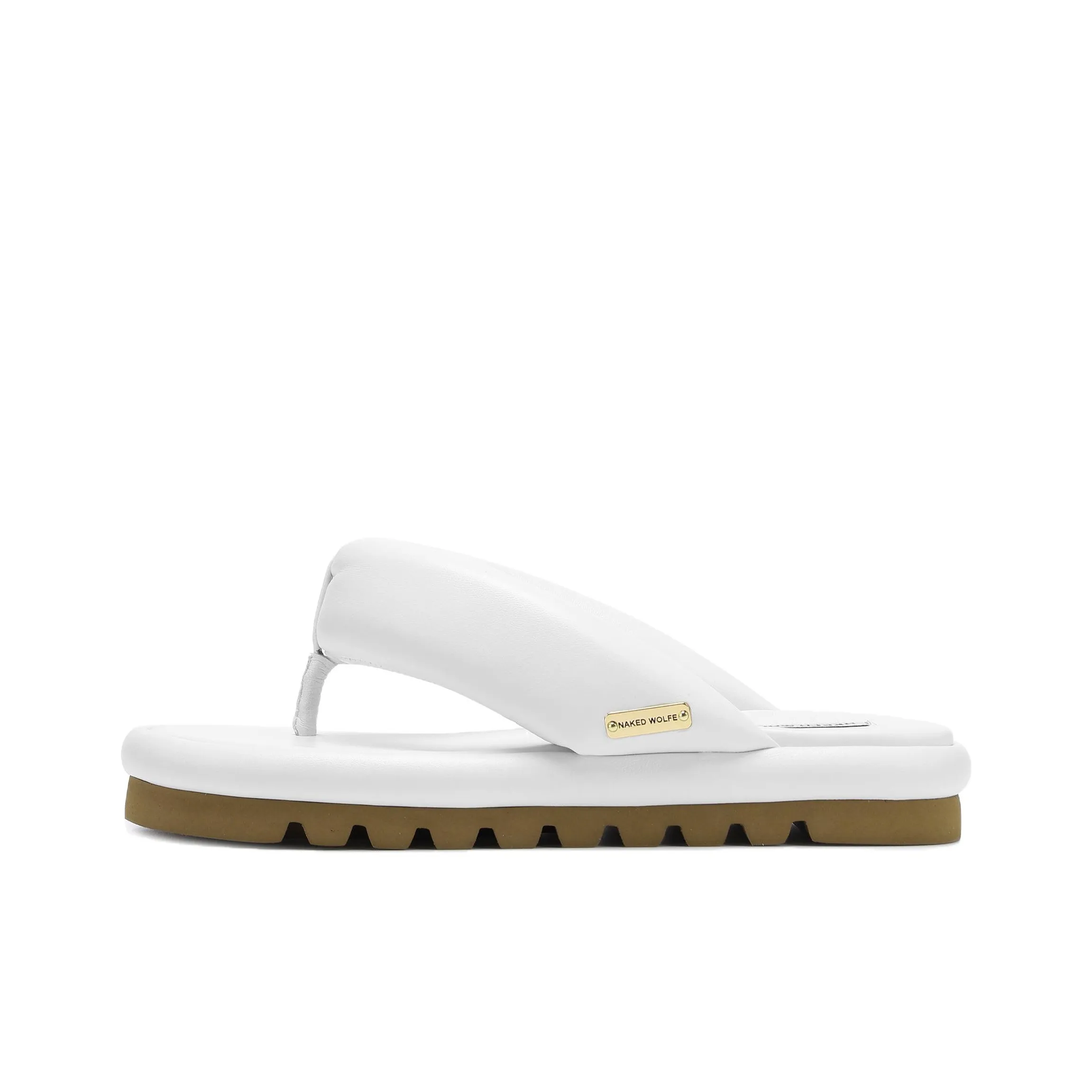 Naked Wolfe Rubber Sole Abrasion Resistant Flip Flops Women's White