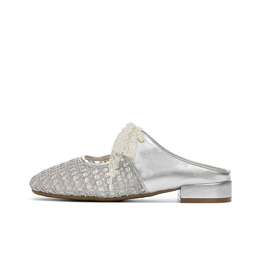 JOSINY Cut Out Ткани вязаные Против пота устойчивые к истиранию против скольжения Домашние тапочки Женские Серебряные