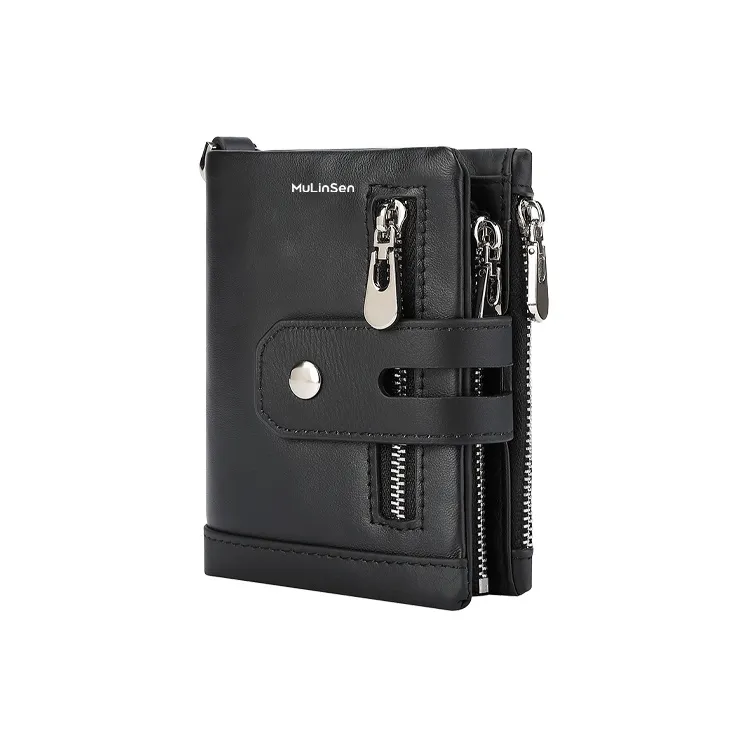 Mulinsen Кошелек из крупнозернистой текстуры коровьей кожи Мужской Черный Кофейный Бургунди Яшма Коричневый