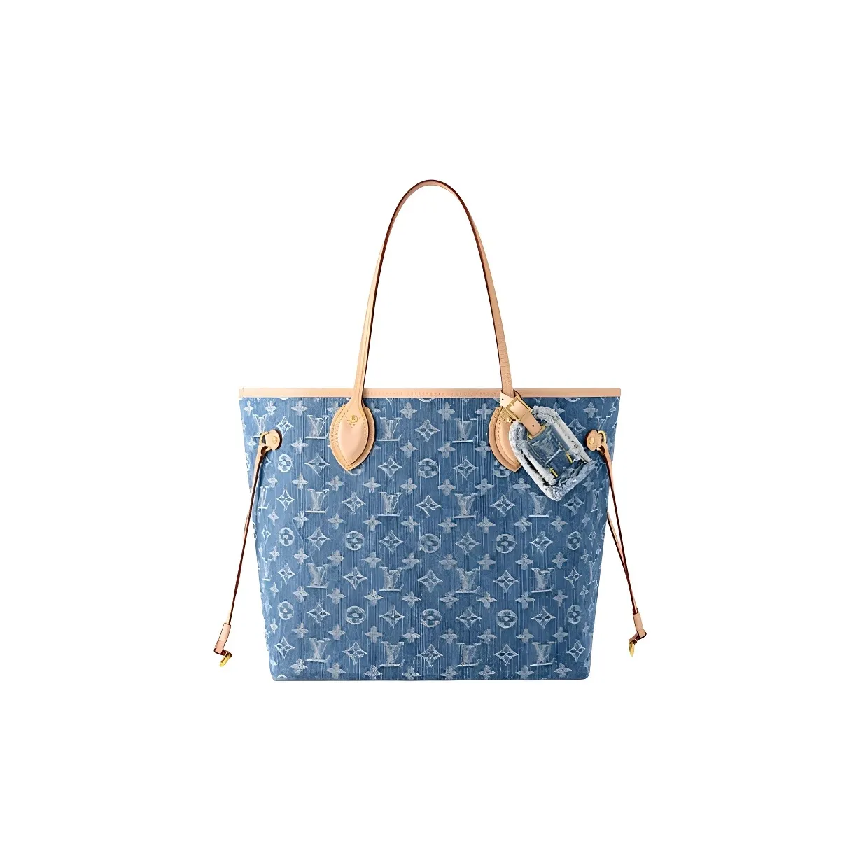 LOUIS VUITTON NEVERFULL Monogram Denim Fabric Tote Bag, Shopping Bag, Shoulder Bag Medium Size Women's Blue
