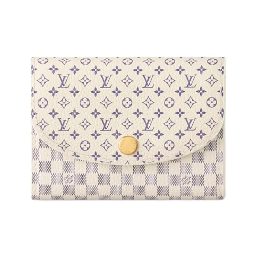 LOUIS VUITTON Rosalie Calfskin Coin Purse Women's White & Blue