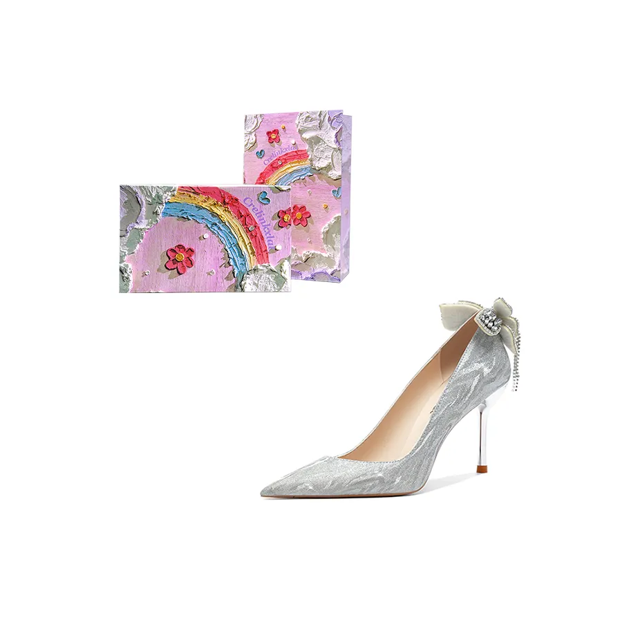 Crelinkxlat Узкий каблук Высокие каблуки Женские Серебряные