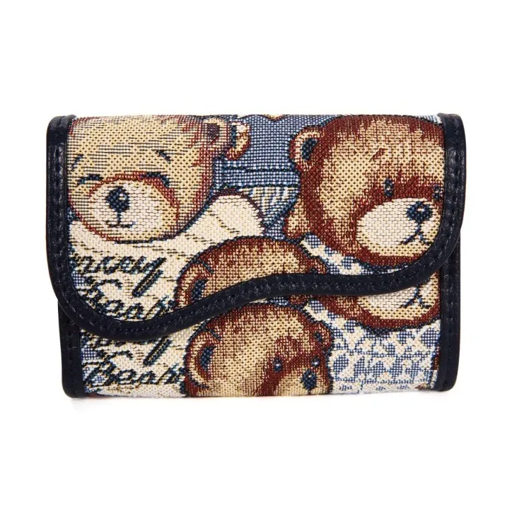 DANNYBEARJEANS Ткань Картхолдер Унисекс Винтаж Медвежий синий Джентльмен Медвежонок Красный Белый Джентльмен Медвежий синий