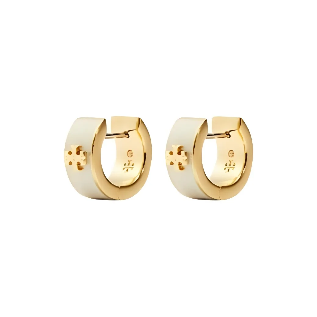 TORY BURCH Kira Enamel Huggie Hoop Earrings