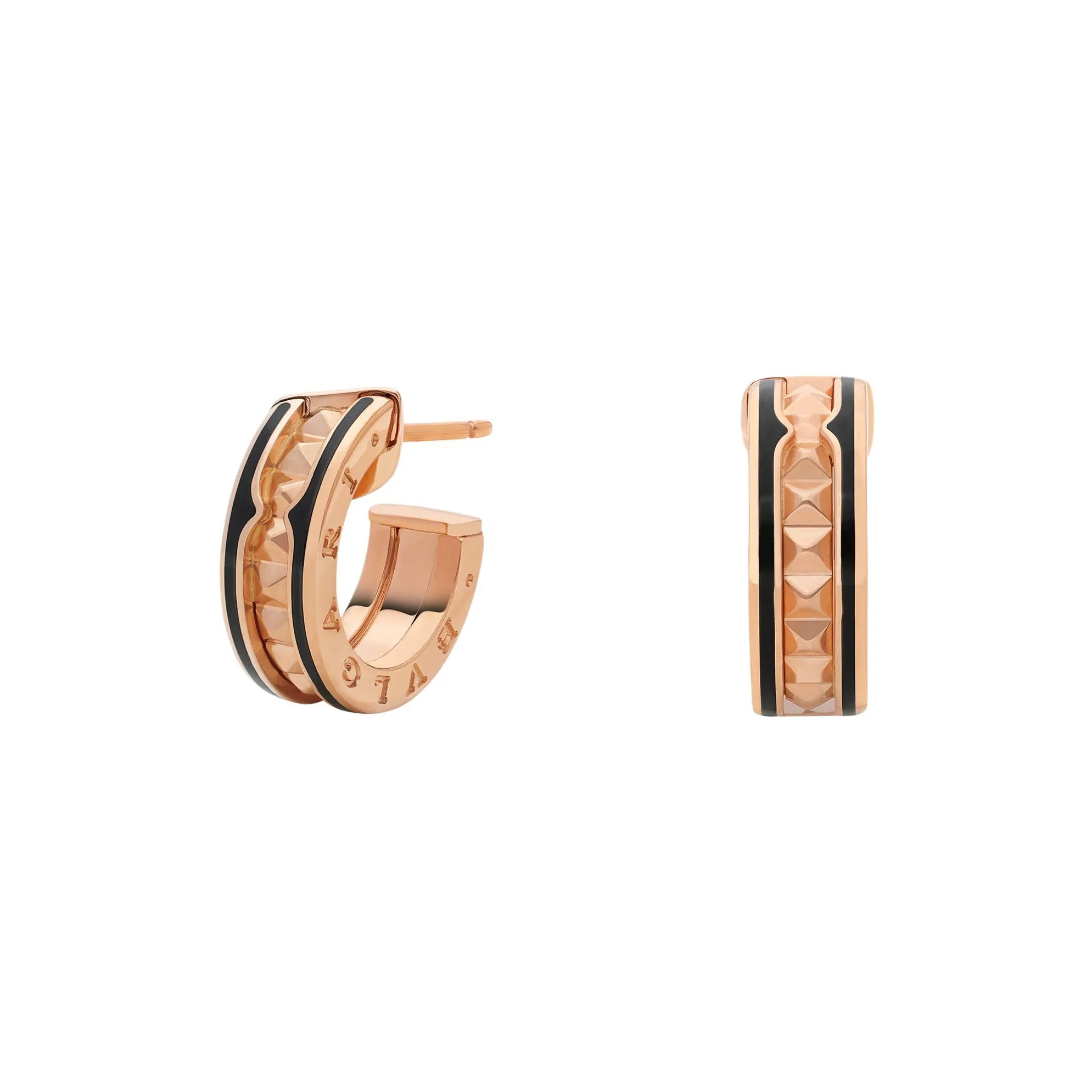 BVLGARI 2010s 18kt Rose Gold B zero1 B Hoop Earrings