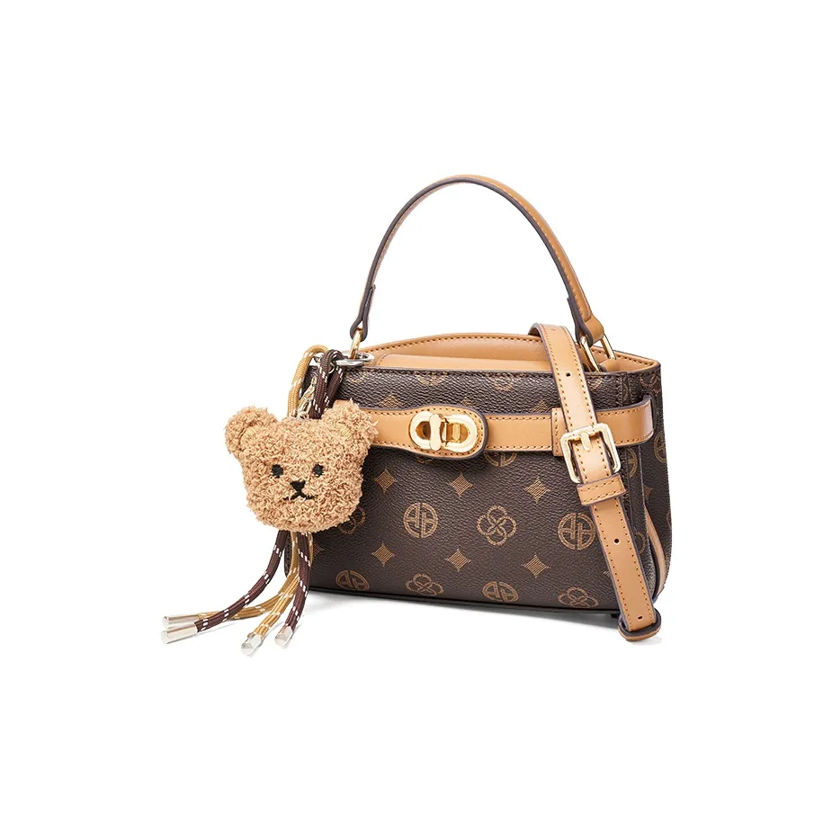 AOKANG PVC Сумка Kelly Сумка Сумка через плечо Маленькая Женская Кофейная Экрю