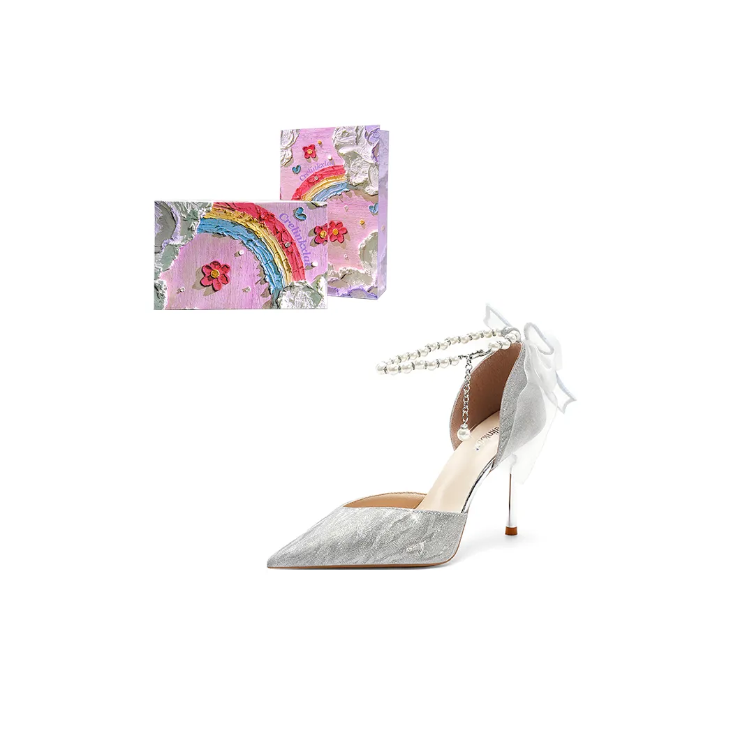 Crelinkxlat Узкий каблук Высокие каблуки Женские Серебряные