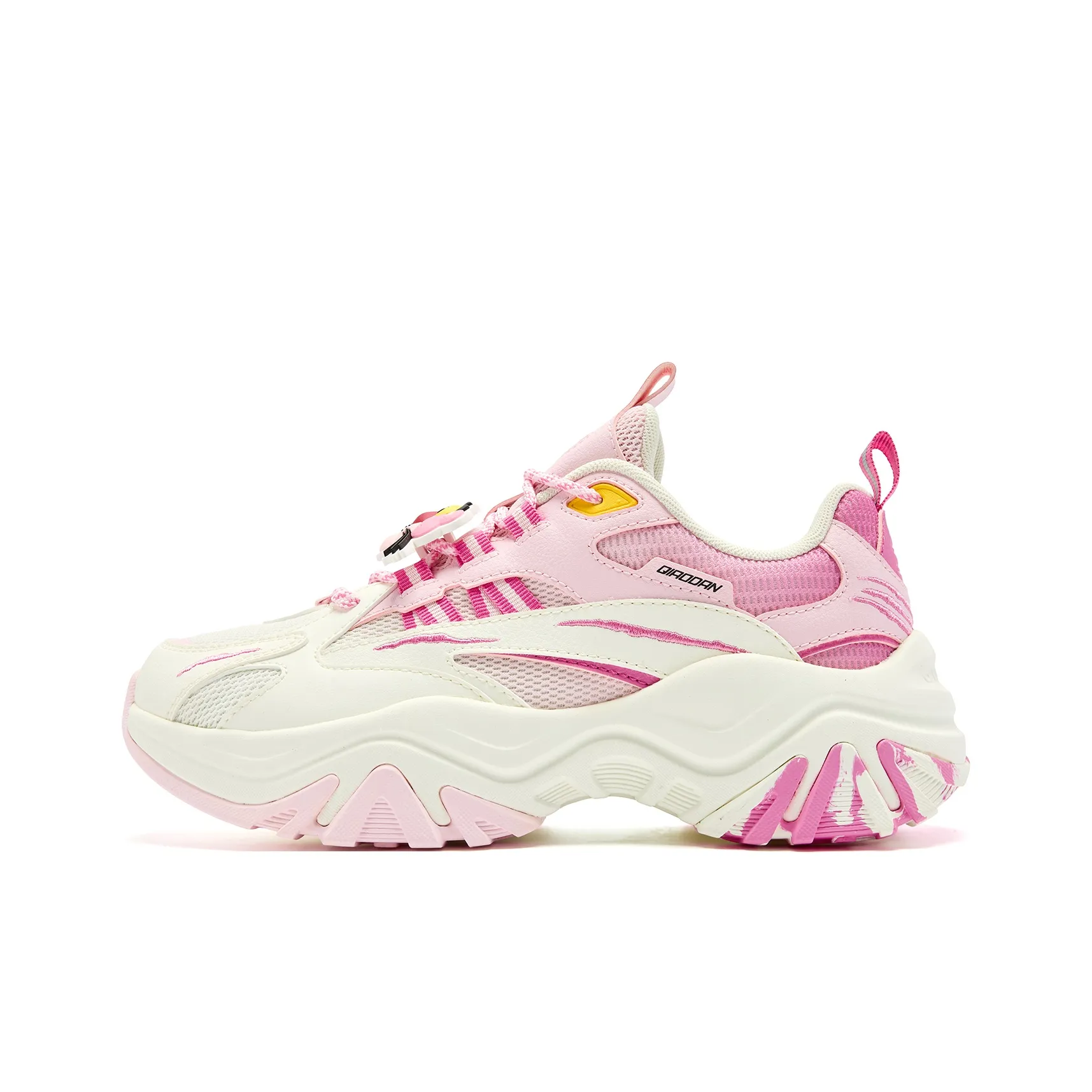 PINK PANTHER x QIAODAN Высота Увеличивающий Баланс Легкий Низкий Топ Повседневный Женский Айвори Белый Орхидея Розовый