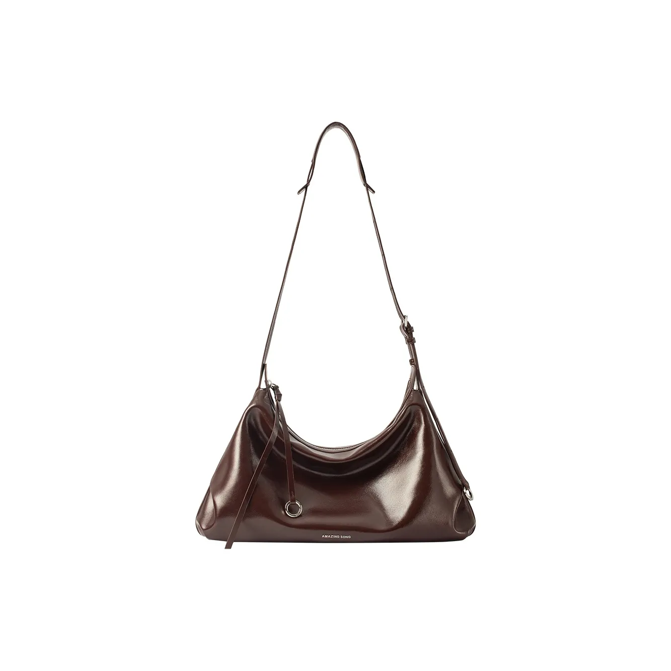 AMAZING SONG Cow Leather Hobo Bag, Crossbody Bag, Shoulder Bag Women's Elegant Black/Dark Chocolate/Cream Yellow