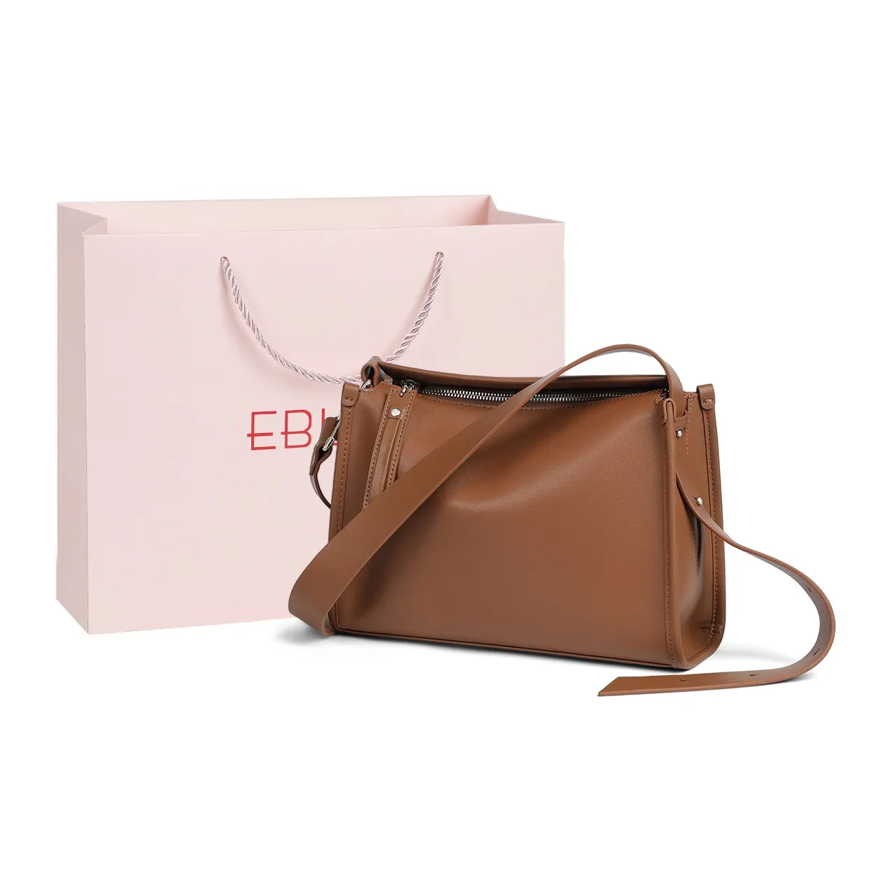 EBLAN Сумка через плечо из коровьей кожи сумка на плечо обычная женская карамельного цвета