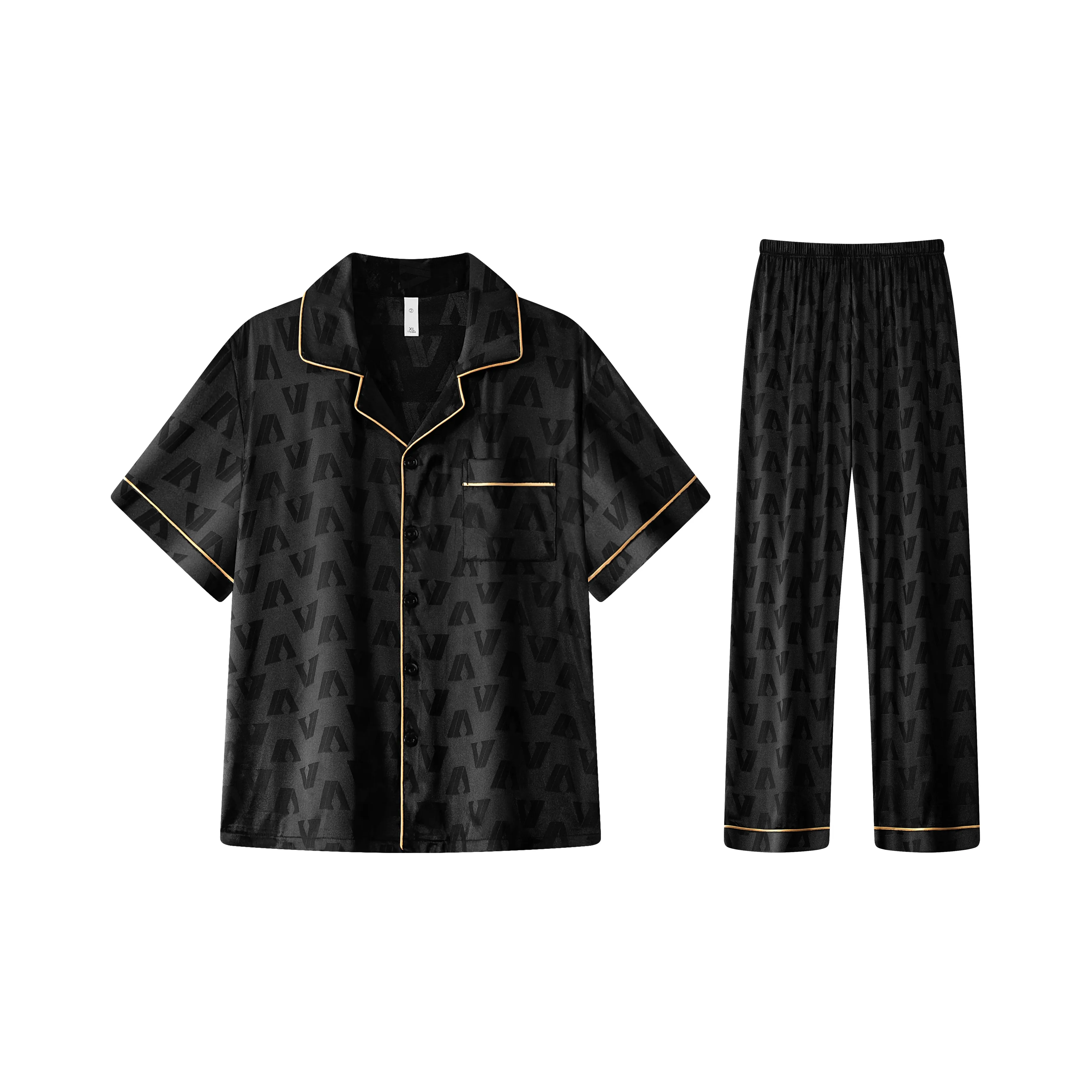 Qiao Ni Tong Пижамный комплект Летний Стиль Позиционирование Мужской Черный цвет Starry Night