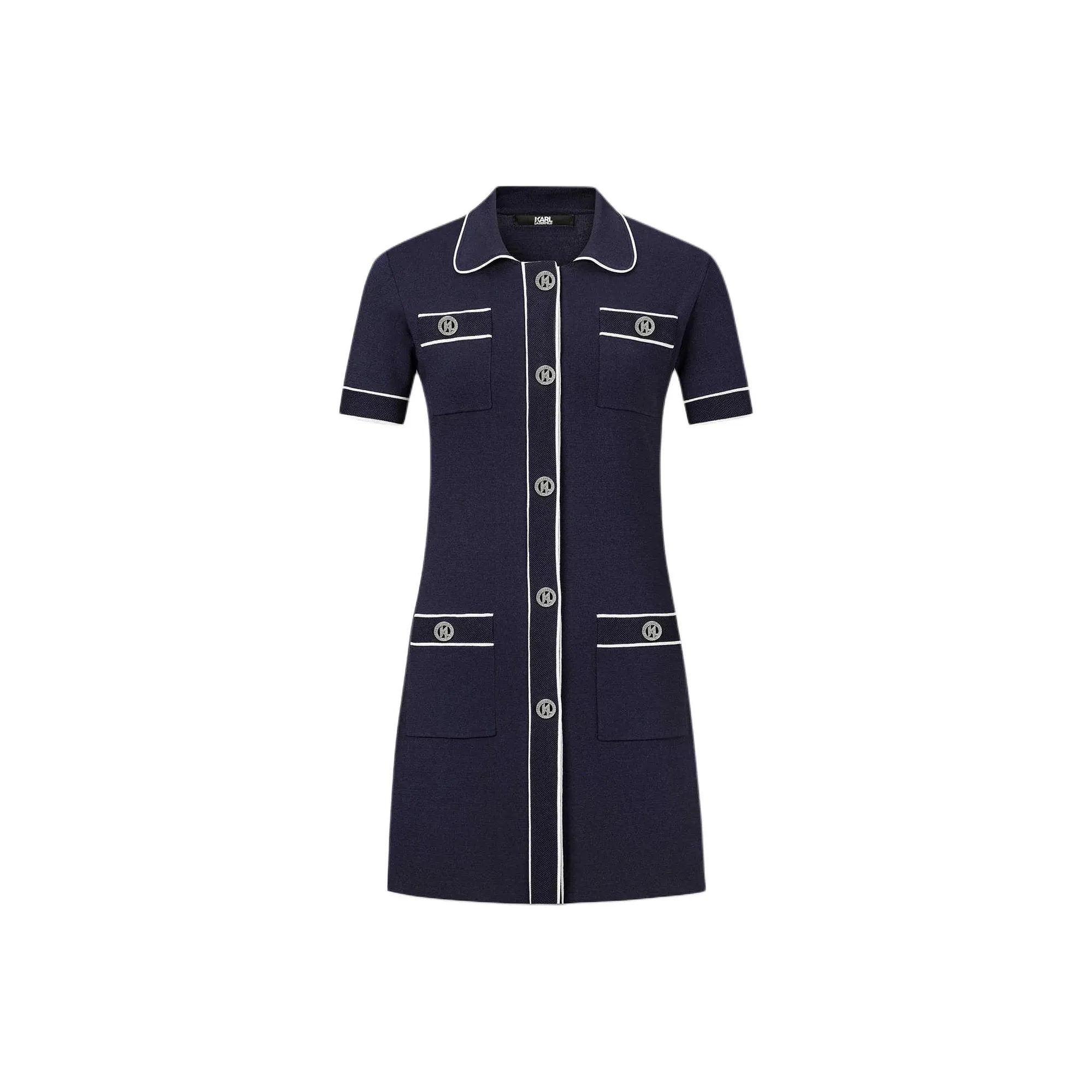 KARL LAGERFELD SS25 Короткий рукав Платье Женское Темно-синий
