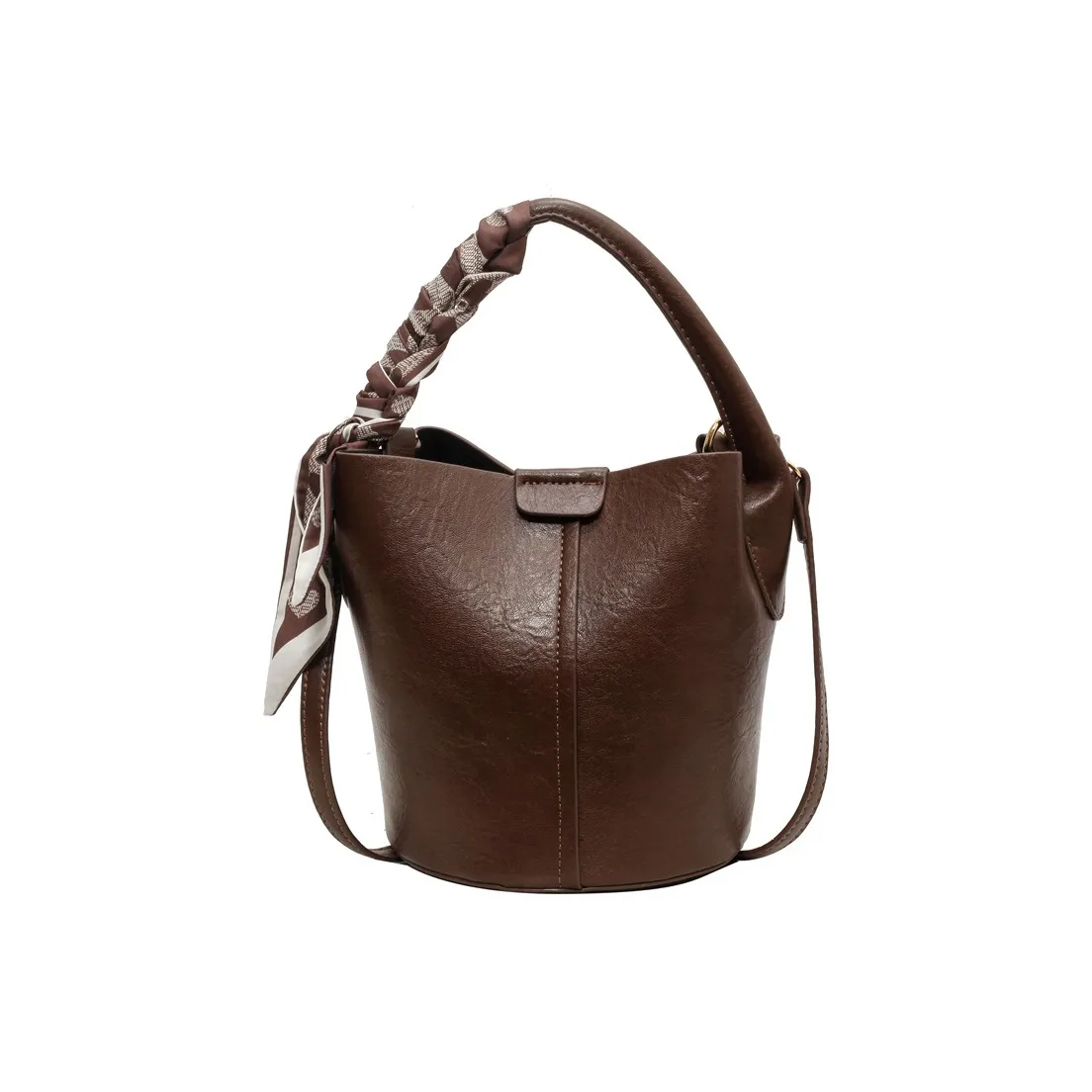 Cwatcun ПУ (полиуретан) Сумка-ведро Сумка через плечо Сумка Обычная Женская Кофейная Черная