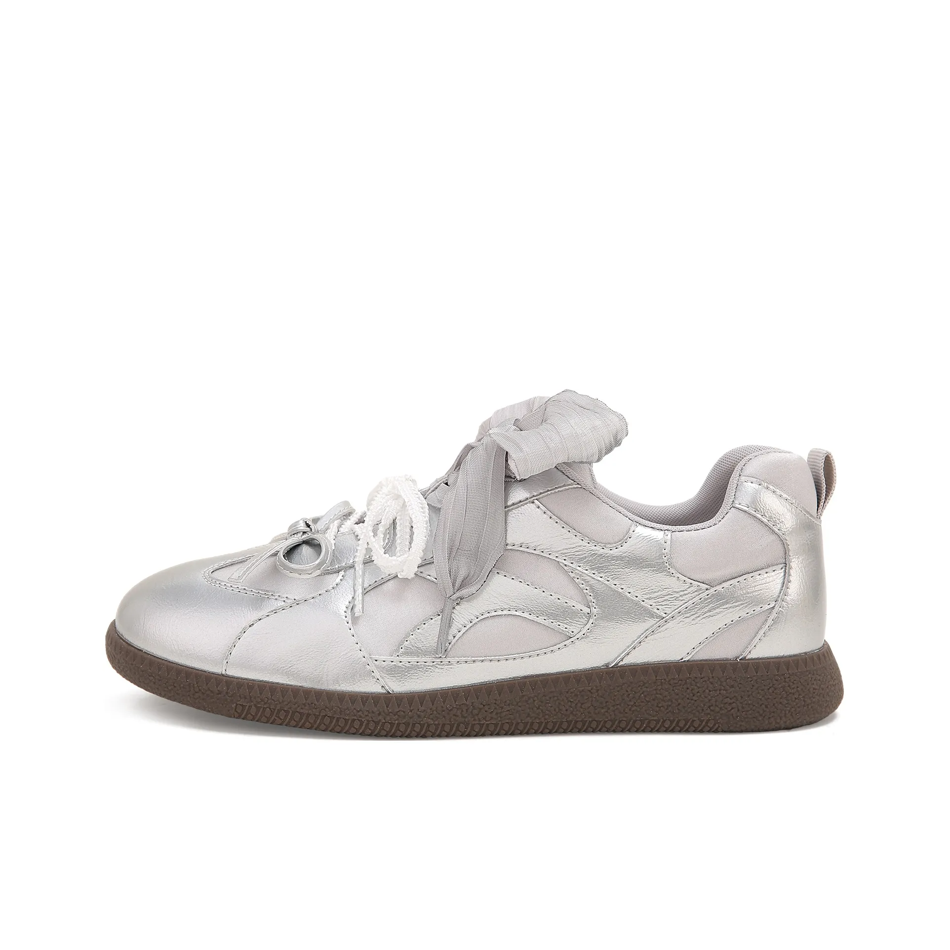 TTKJ Немецкие армейские кроссовки Low Top Satin Silver Women's