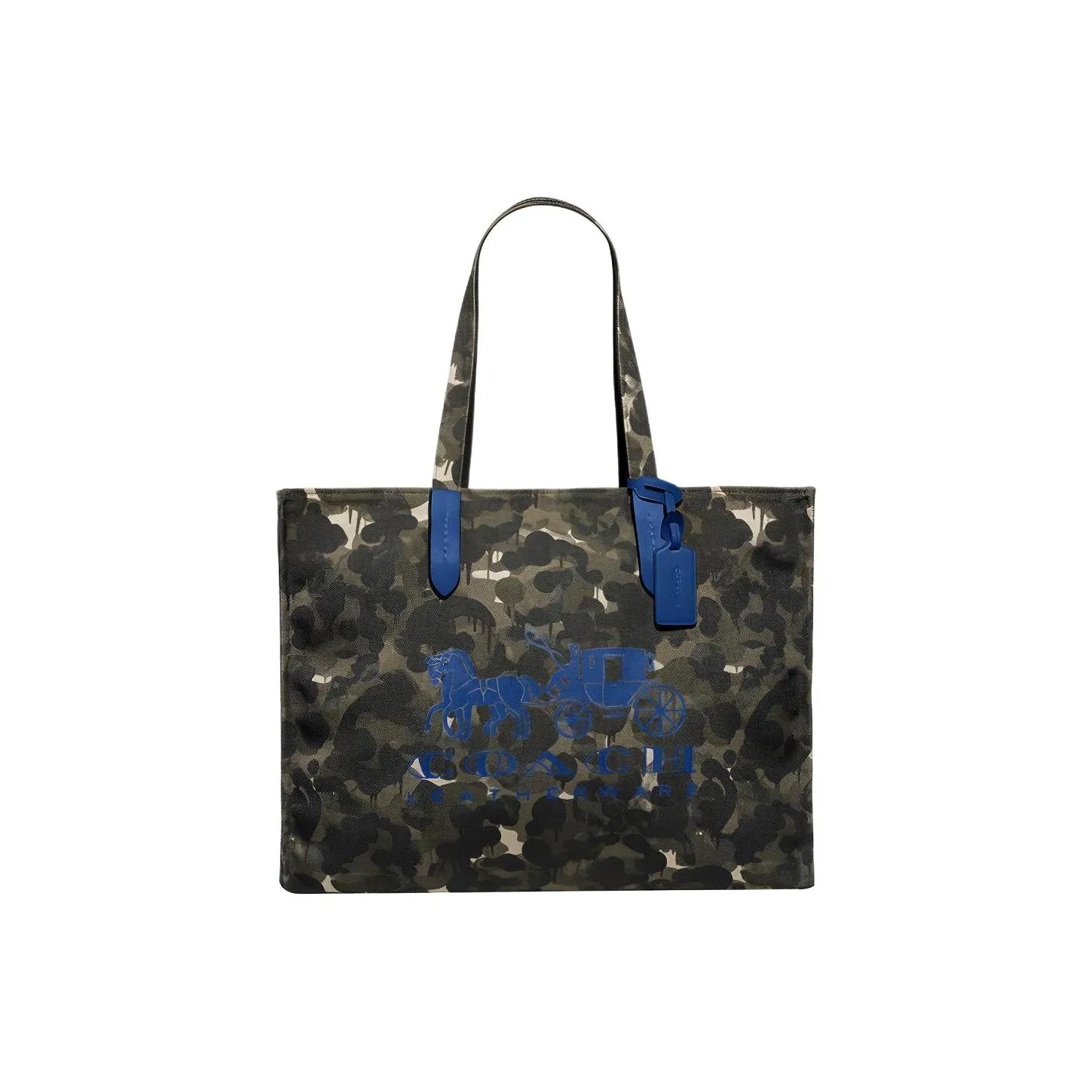 COACH Кожа Тоут Сумка Сумка для покупок Сумка Сумка через плечо Большая Мужская Черная и Синяя