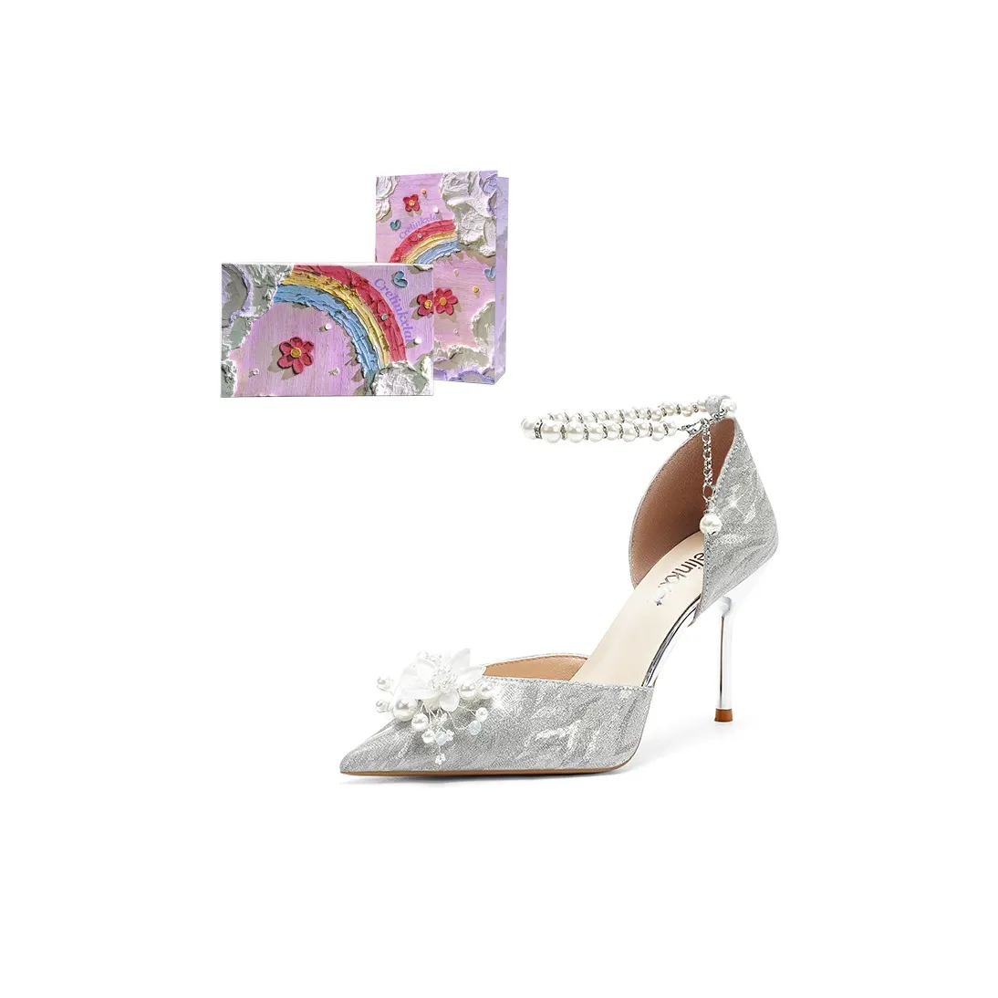 Crelinkxlat Высокие каблуки Женские Серебряные