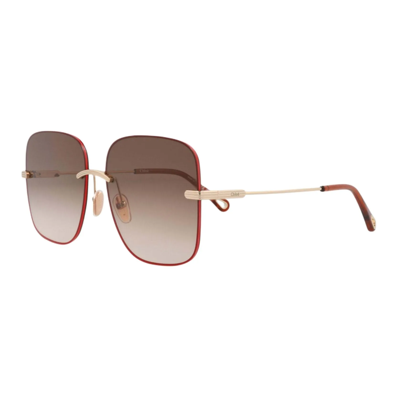 Chloe Metal Square Sunglasses Women's Red
