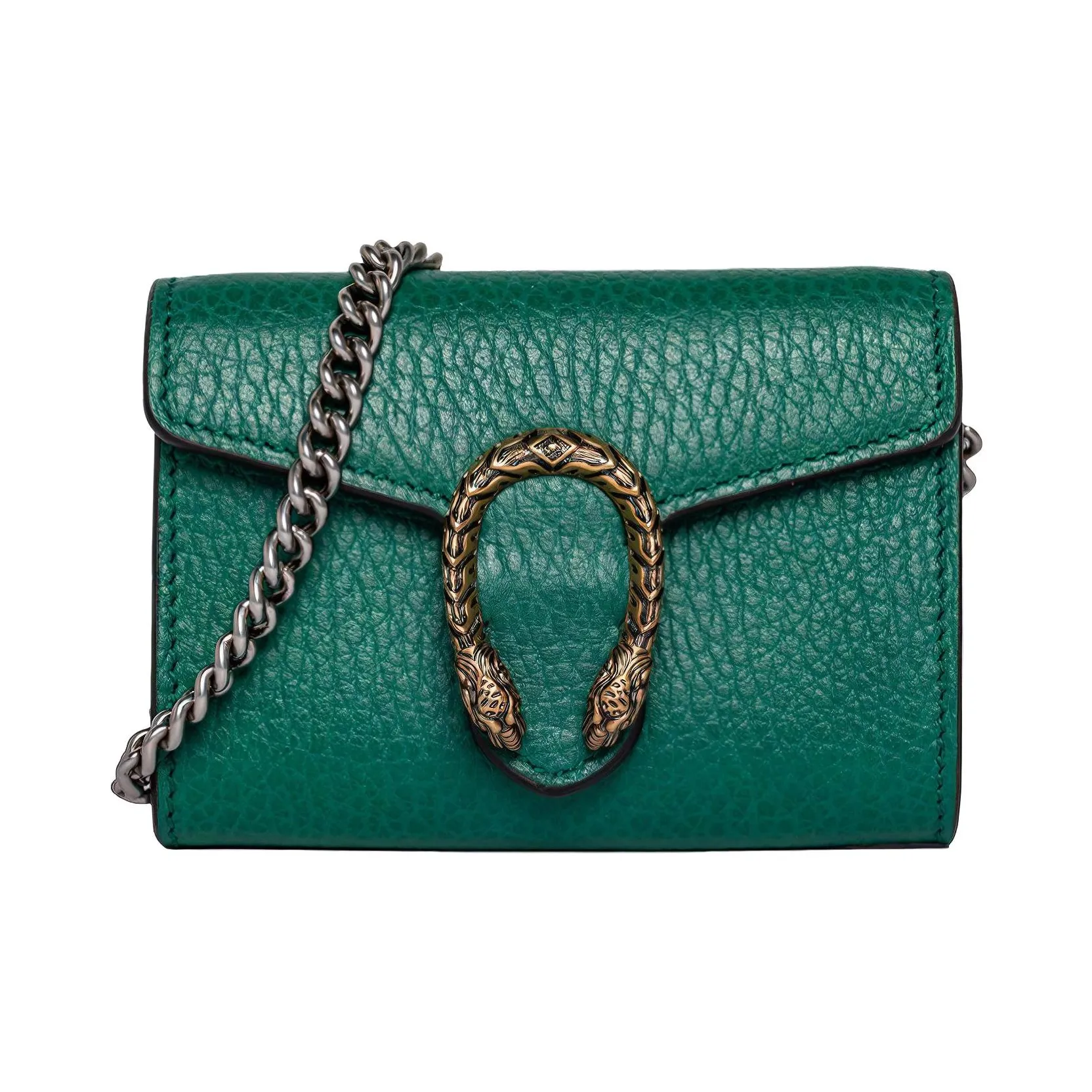 GUCCI Dionysus Leather Handbag, Coin Purse, Card Holder Extra Mini Women's Green