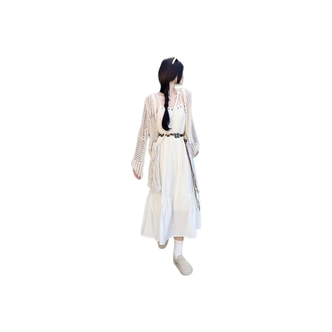 Dior Beauty Two Piece Skirt Sets Women's Cover Up+Belt+Camisole Dress