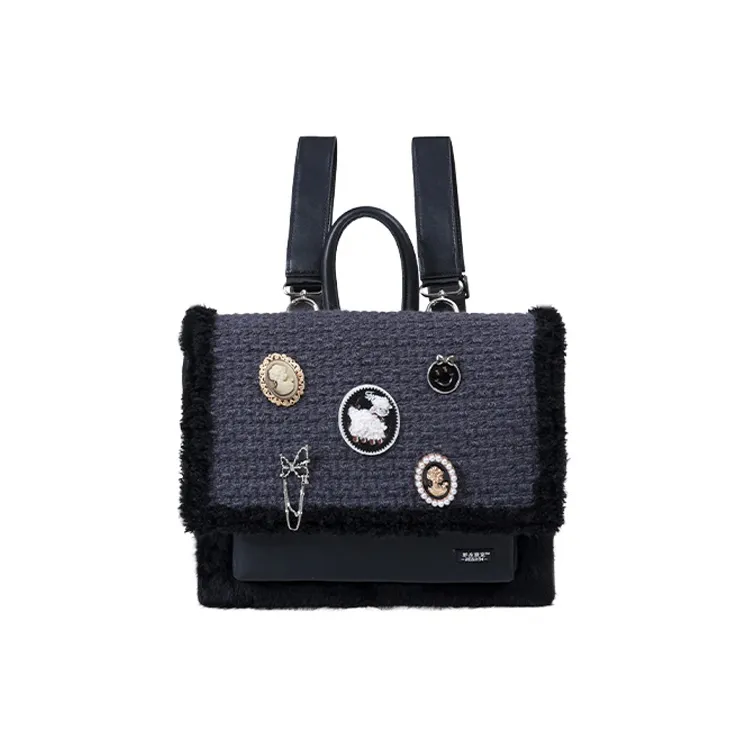 Rebirth Microfiber Leather Backpack Standard Women's Blue Black Рюкзак из микрофибры Rebirth стандартный женский синий черный