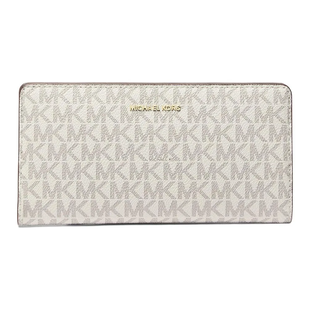 MICHAEL KORS Bryant Coated Canvas Wallet Tubas Women's Vanilla & Acorn