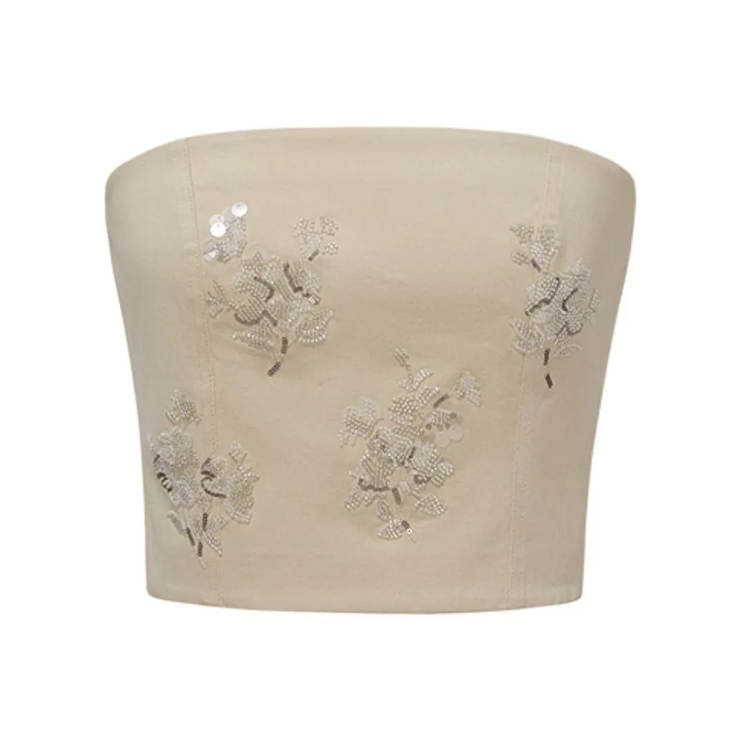 D'zzit Strapless Tops Women's Light Khaki