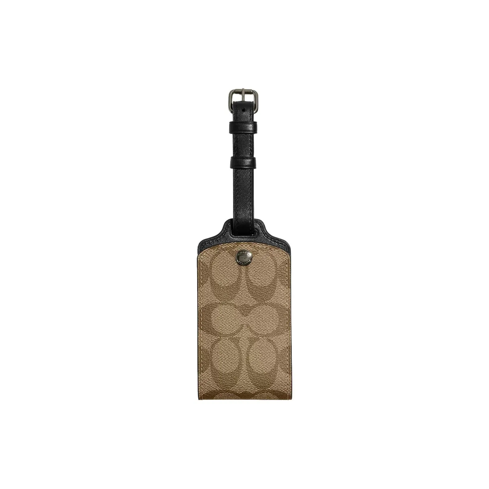 COACH Luggage Canvas With Calfskin Luggage Tag Pendant Bag Accessory Women's Brown