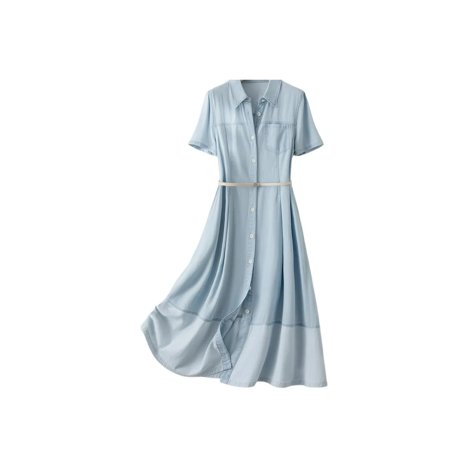 IHIMI Голубой цвет чистой воды Женские Короткие Платья с Рукавами